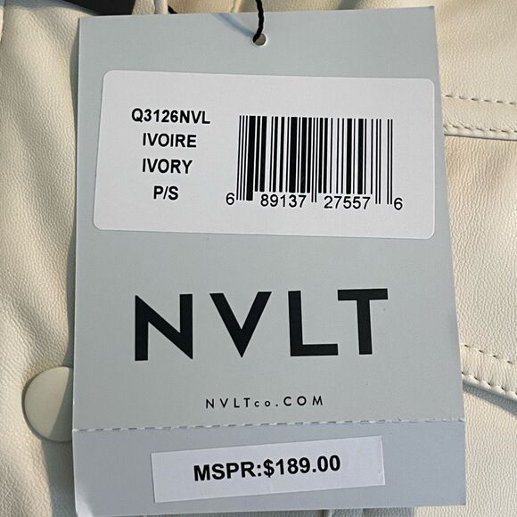 NVLT Vegan Leather Belted Shacket Jacket Ivory Snap‎ Front Long Line S - Picture 5 of 9